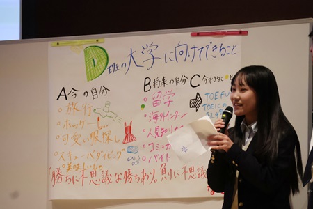 学長のことばを模造紙に書いたグループも