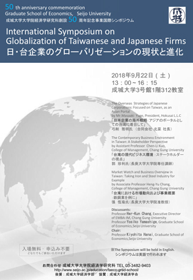 経済学研究科創設50周年記念事業　国際シンポジウム開催のお知らせ