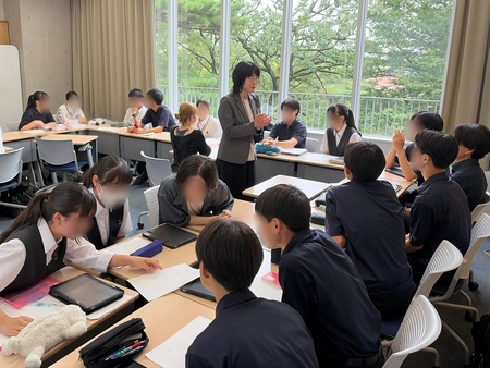 後藤准教授による授業の様子。大学生も交え、活発な意見交換が行われました。