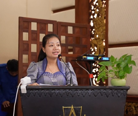 H.E. Phon Bophateavy, Director General of the General Directorate of Sports at the Ministry of Education, Youth and Sport of Cambodia, delivering her opening remarks.